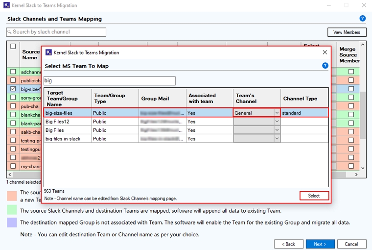 Select MS Team To Map Wizard