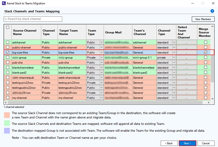 Slack Channels and Teams Mapping