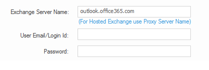 Enter Exchange Server (on-premises) login details