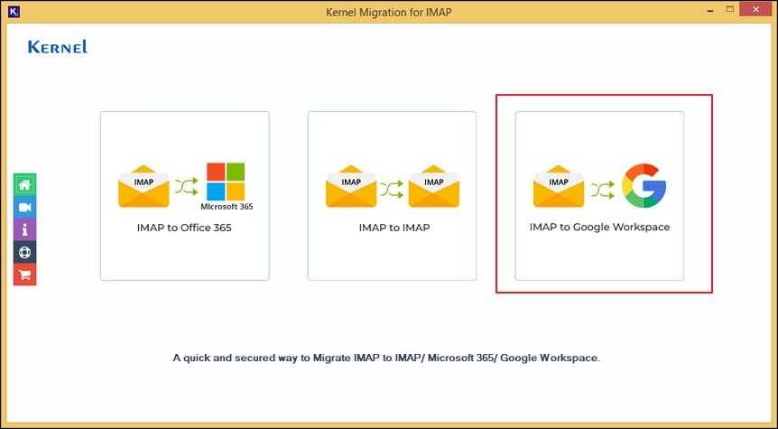 Click on IMAP to Google Workspace pane