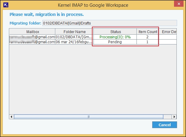 Migration process is started