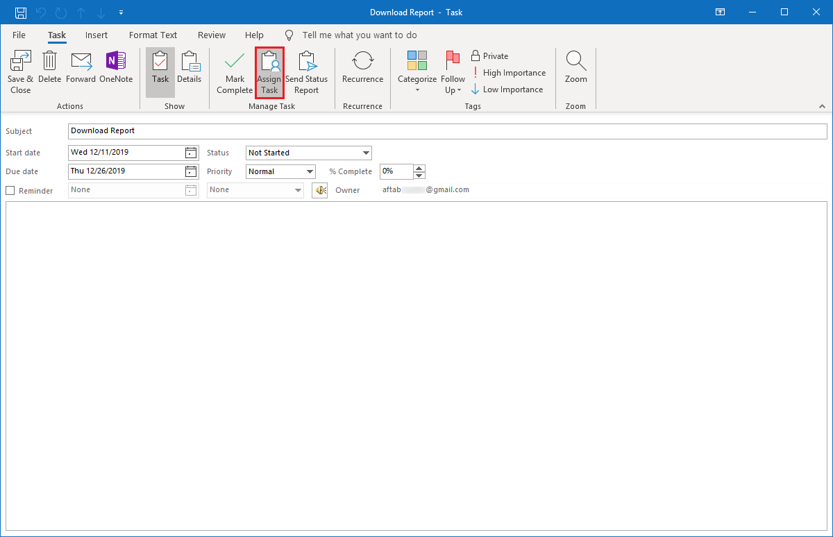 assign task in outlook