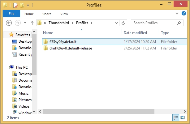 Select the Profiles folder