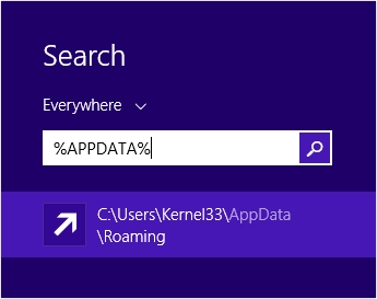 Go to start menu search %APPDATA%