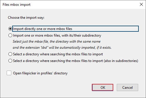 select import directly one or more MBOX files