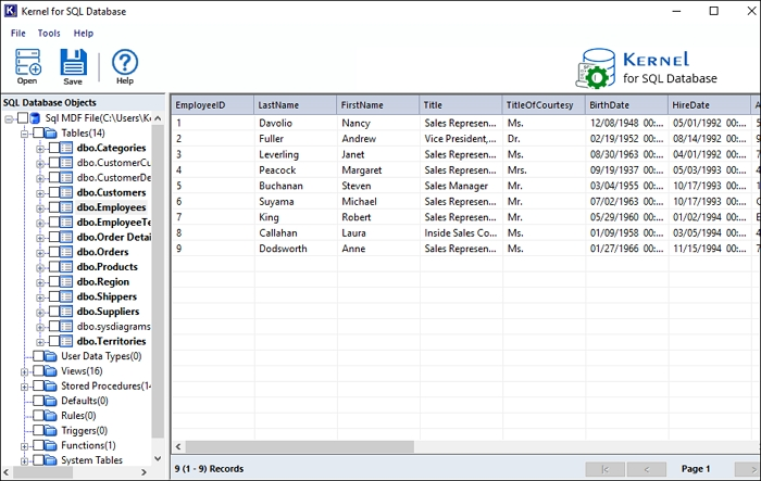 Preview table