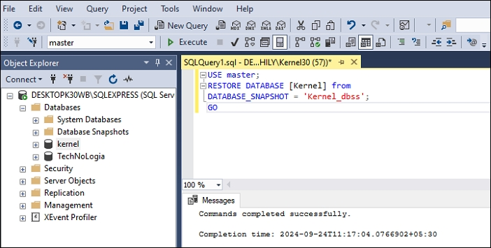 Run command to restore database