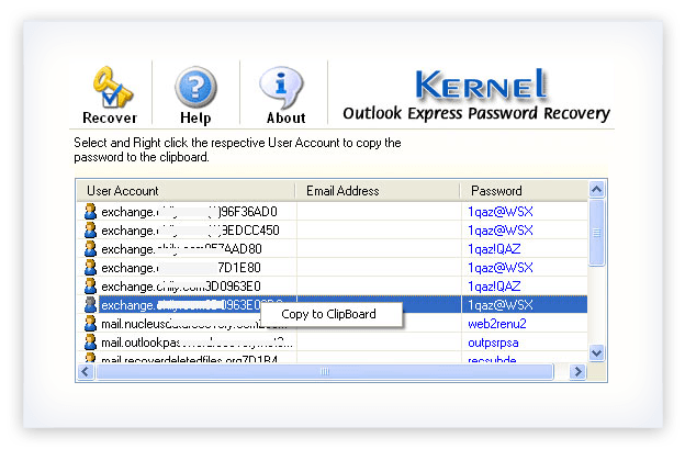 Free Outlook Express Password Recovery - Recover OE Account Passwords