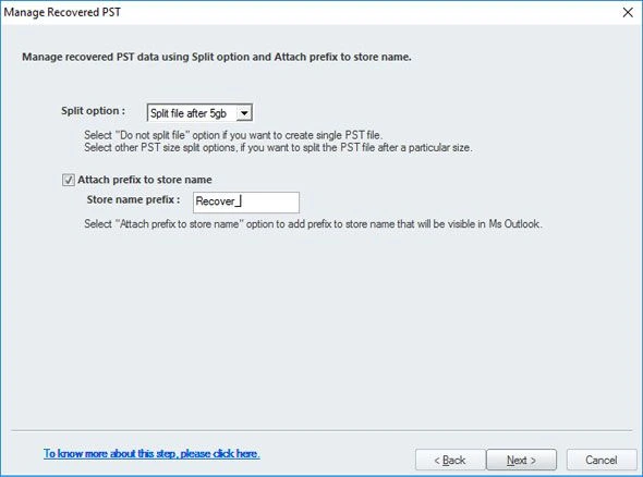  Provide PST splitting specifications and prefix information