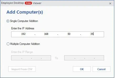 Input IP address to Add single computer