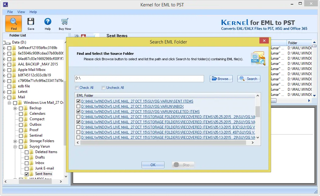 Depiction of EML/EMLX Folders