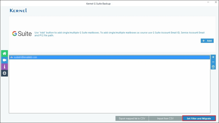 click on Set Filter and Migrate