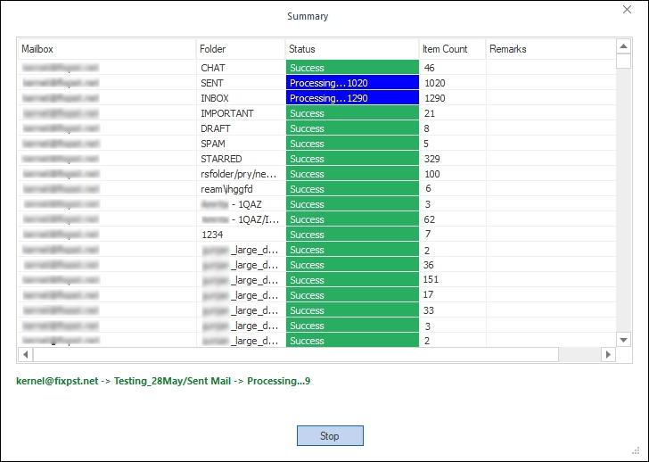 software will start the backup process