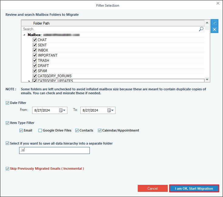 Select necessary filters