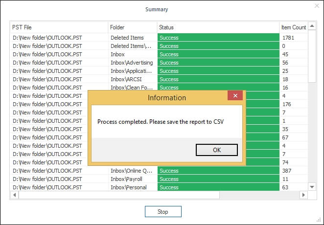 click Save report to CSV
