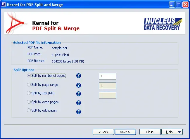 Save the PDF file in the desired location after splitting