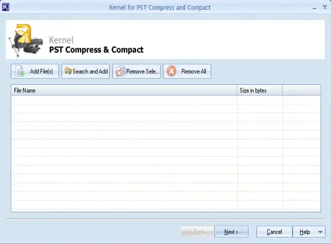 Main screen of Kernel for PST Compress & Compact