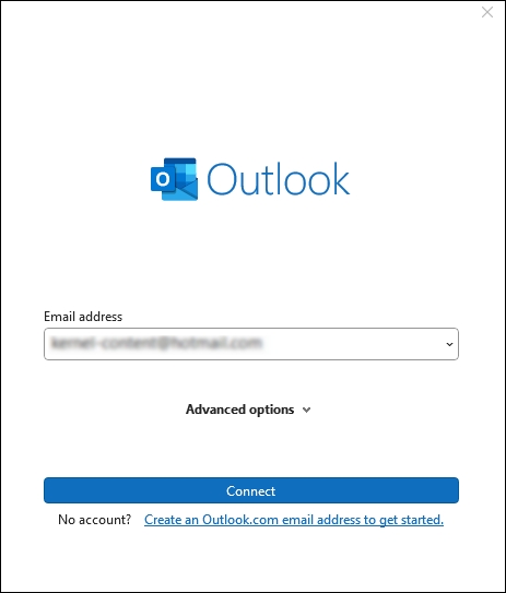 Enter New Email and click to connect button