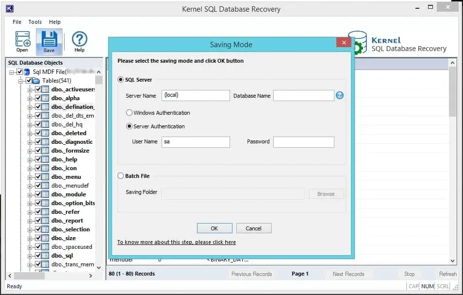 Save data directly to SQL server through log in details.