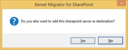 add the SharePoint Server as the destination