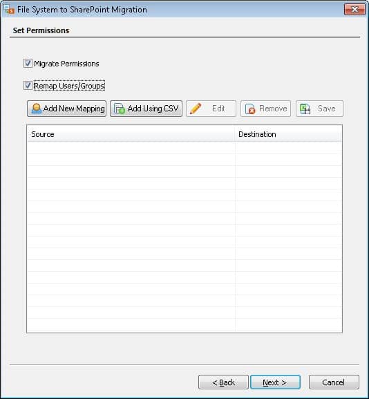 Select Migrate Permissions to allow the permissions 