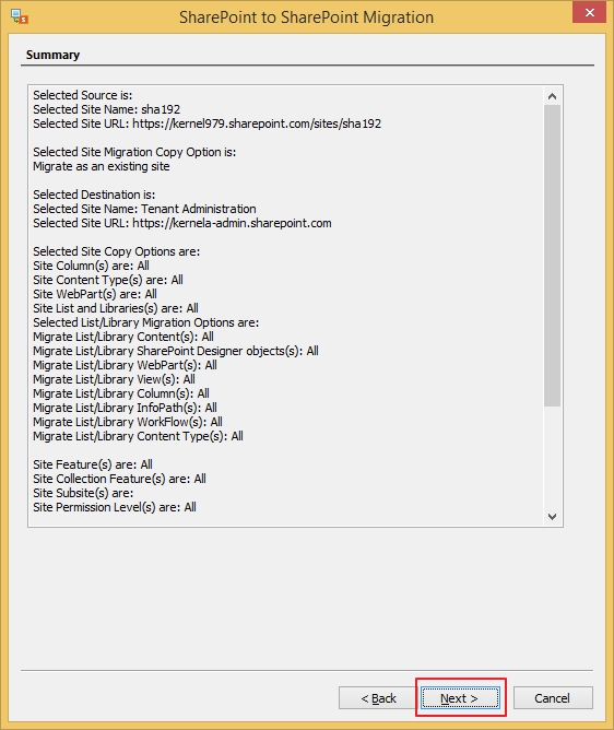 Check migration summary