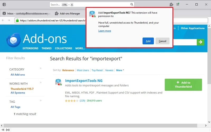 You will get a pop-up asking you to add the ImportExportTools NG