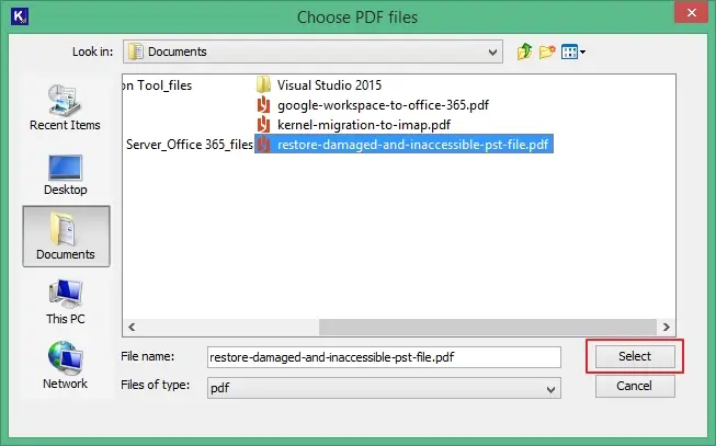 Select file from local storage