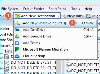 Add sharepoint as destination