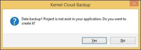 If the entered Project Name does not exist in the application a popup message will ask you to create a new project