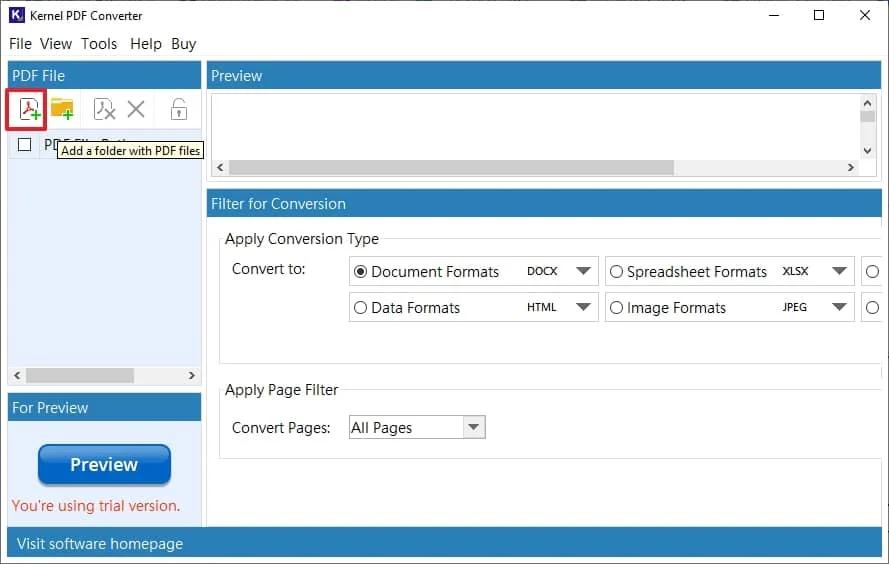 Launch the tool click the Add PDF file icon and choose your PDF file