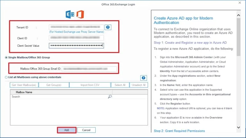 Enter the credentials of your Office 365 account and click on the Add button