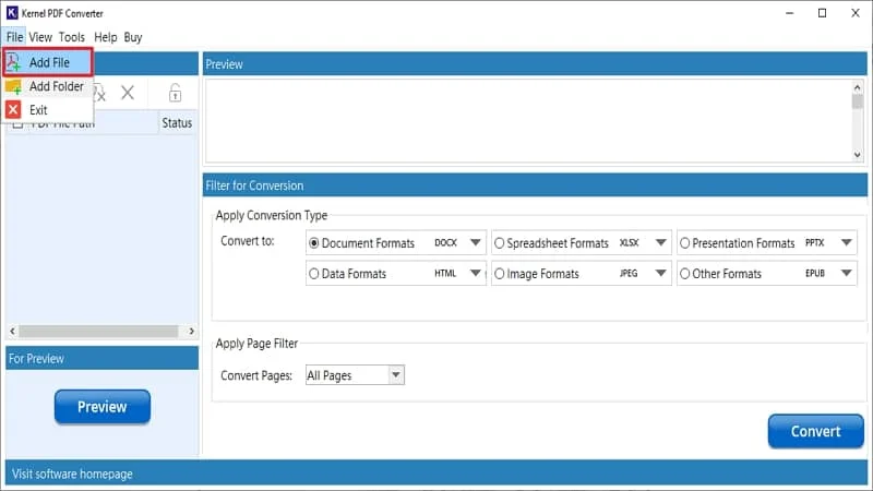 Click on Add file to upload the PDF file