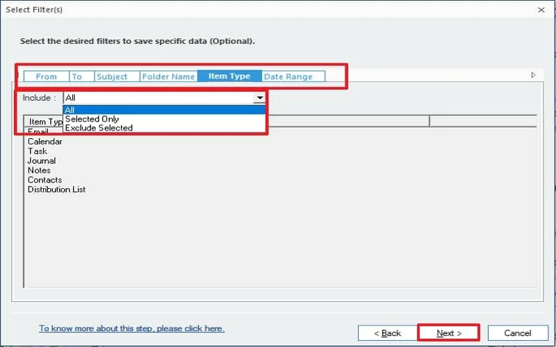 You can select and save specific data with the help of data filters offered