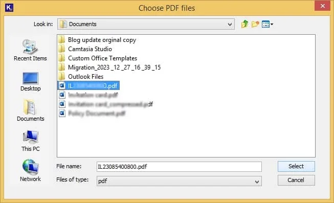 Browse and select the specific PDF file for conversion