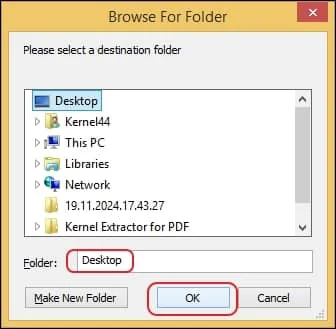 Choose the saving destination for the PDF file and click on OK