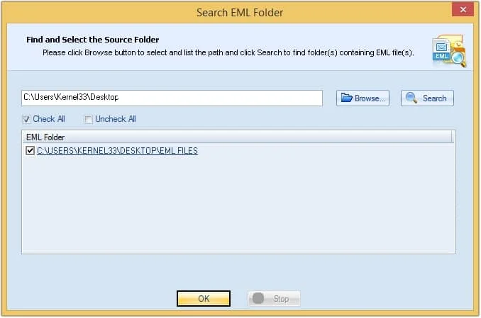 Click on the Browse button to add the folder that contains EML file