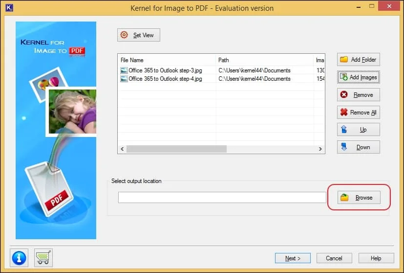 Click on Browse option to set up destination for saving the converted PDF file