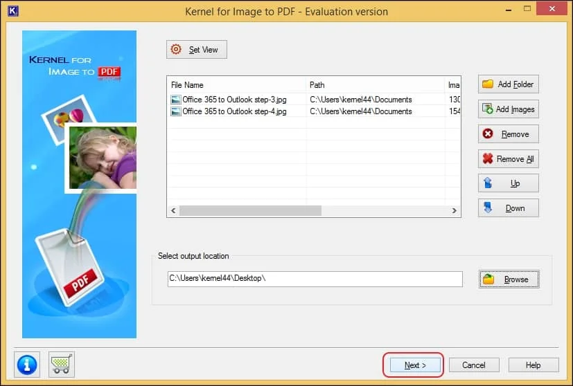 Click on the Next option in the image to PDF converter online