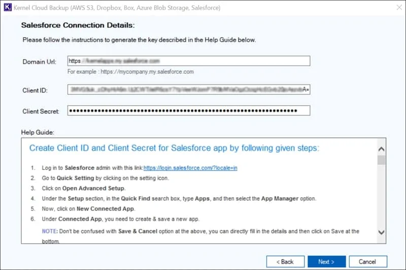 Input the login credentials and click next to proceed