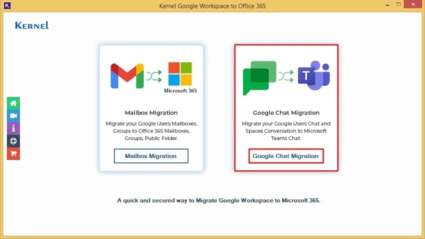 Select Google Chat Migration to migrate your Google users chat to Microsoft Team