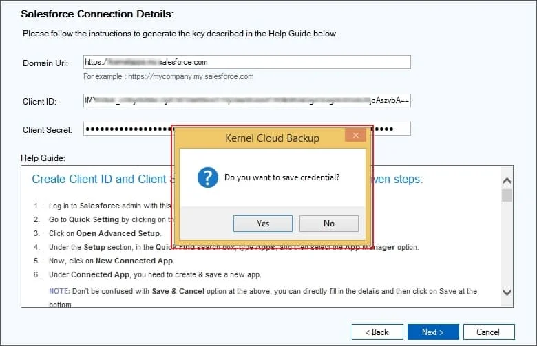 Select Yes if you want to save the credentials to skip the hassle in the future