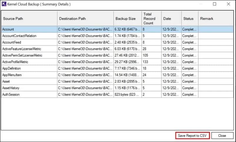 Click on Save report to CSV option to download the report to your system