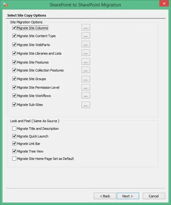 Select the properties and attributes that you want to migrate along with the data from the SharePoint site After selection click Next