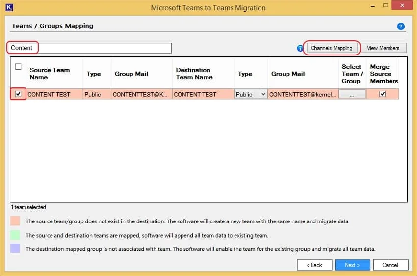 Search and select your specific Teams which contain the private channel and then click on Channels Mapping option