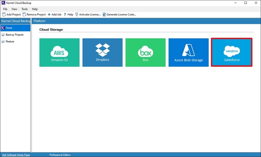 Select Salesforce module from the home screen