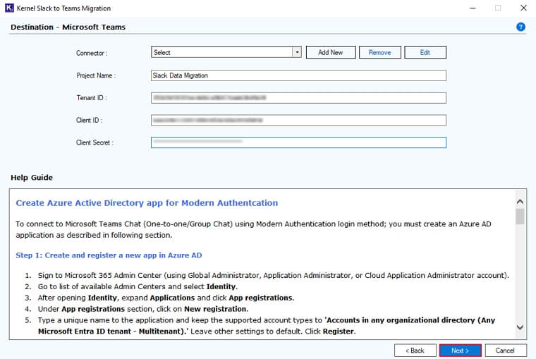 Click Next to initiate the migration process