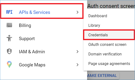 Go to APIs & Services