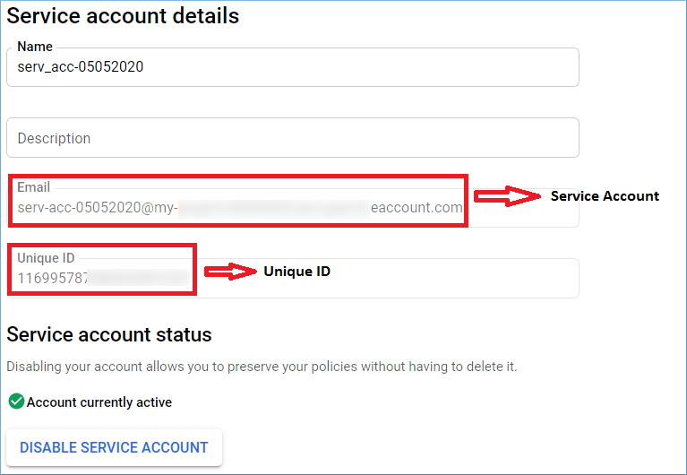 New Service Account has been created