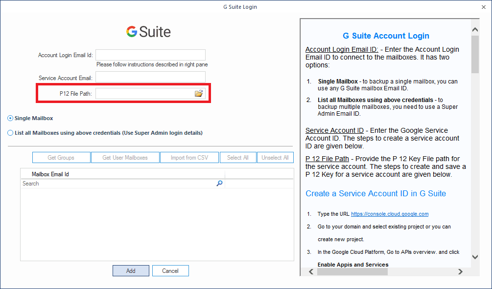 Add the same P12 File path